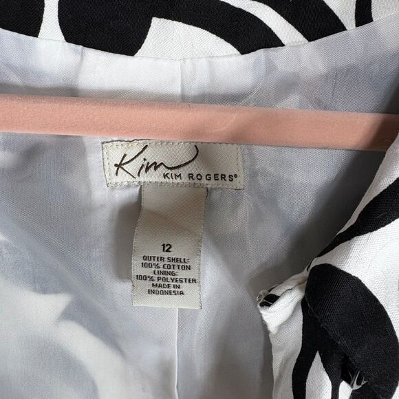 Kim Rogers Blazer Coat Black White Floral Womens Size 12 - Picture 8 of 10